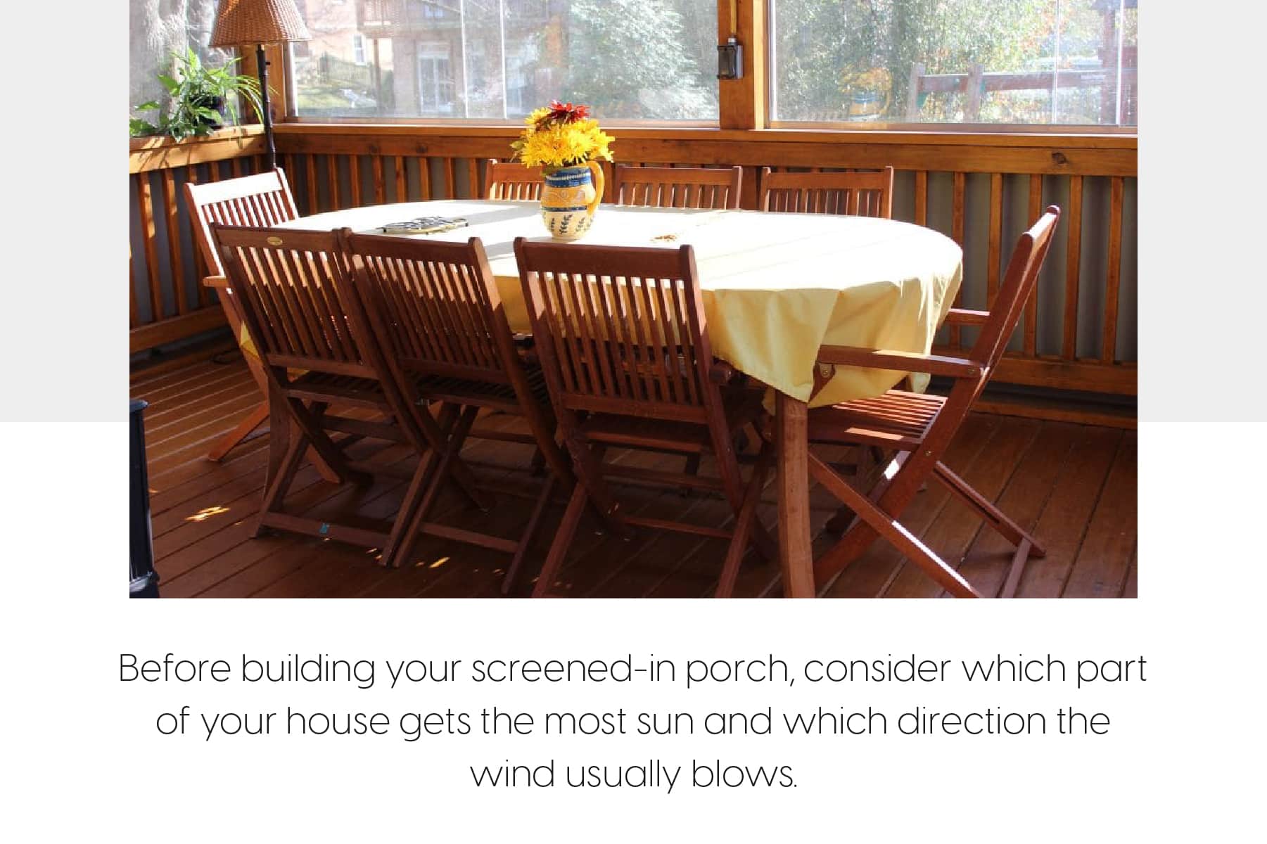 before building your screened-in porch